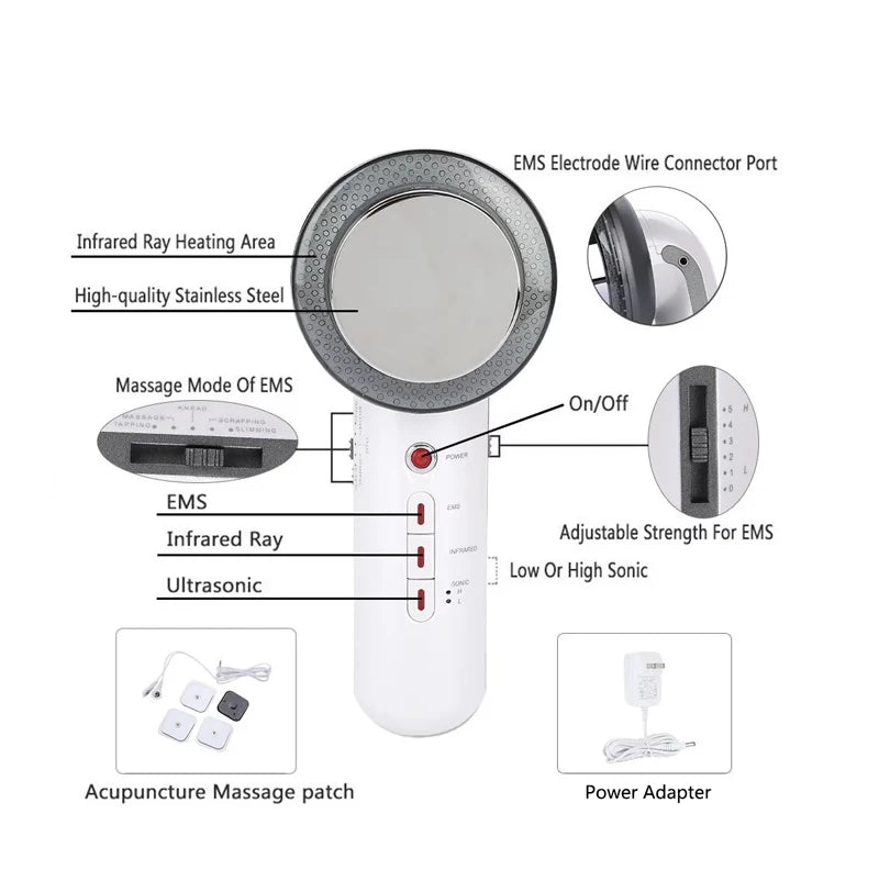 Ultrasonic Cavitation LED EMS Slimming Fat Burner Body Anti-Cellulite Massager Infrared Ultrasound Weight Loss Machine